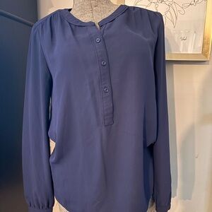 LOFT Deep Blue Button-Up Blouse